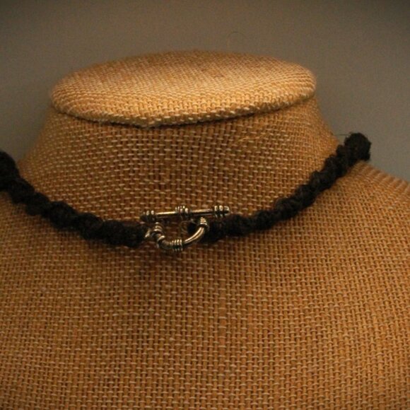 Rhinestone Multi-color Tear Drop on Black 16 3/4" Hemp Necklace - Picture 4 of 4